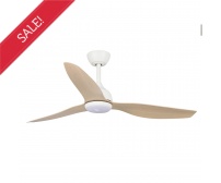 Fanco Eco Style 3 Blade 52" DC Ceiling Fan with Remote & LED Light Control in White & Beechwood